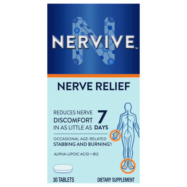 Nervive Nerve Relief Supplement Alpha Lipoic Acid/Turmeric/Ginger/B Vitamin 30pk